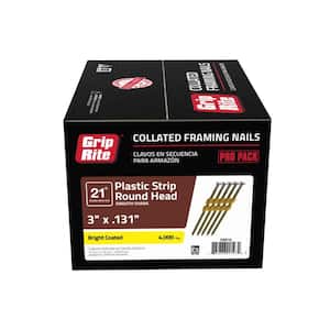 3 in. x 0.131 in. 21° Plastic Collated Smooth Shank Framing Nails 4000 per Box