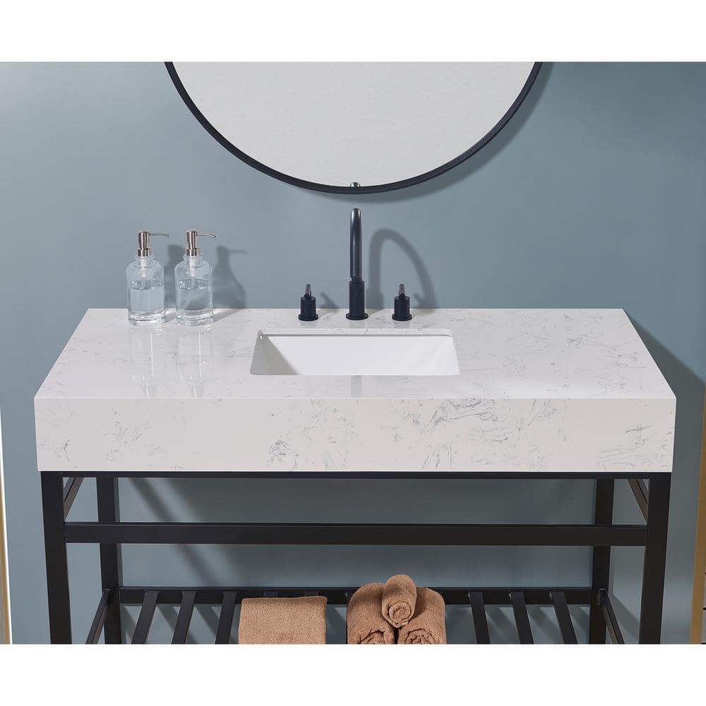 48" Aosta White Composite Stone Vanity Top with Sink
