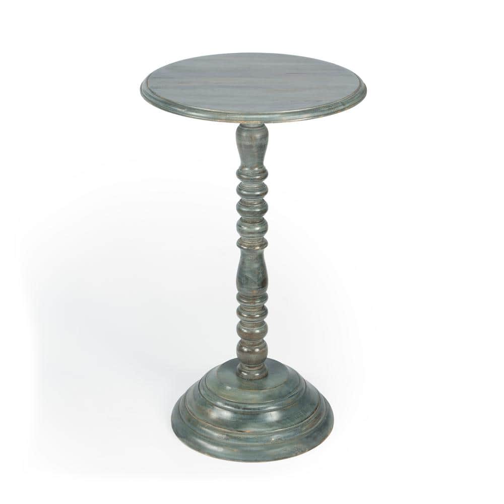 Dani Round Solid Mango Wood Pedestal Side Table - Gray
