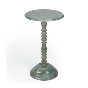 27.0 in. H x 16.0 in. W x 16.0 in. D Gray Dani Round Wood Pedestal Accent Table