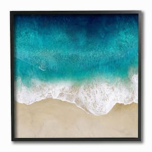 "Aerial Tropical Blue Tide at Beach Sea Foam" by Maggie Olsen Framed Nature Wall Art Print 12 in. x 12 in.
