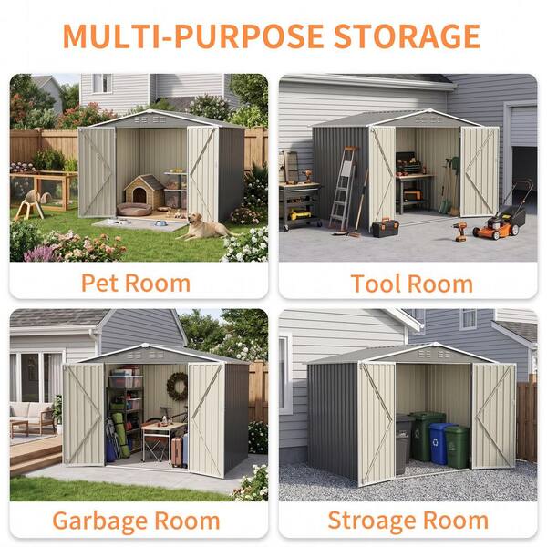 ToolCat 8 ft. W x 6 ft. D Metal Storage Shed with Metal Foundation