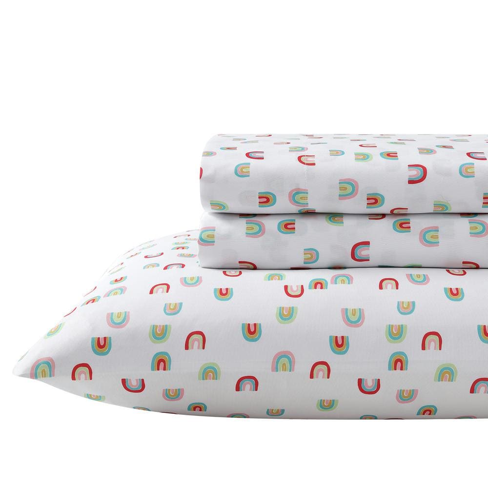 Sunnyvale Rainbow 4-Piece White Microfiber Full Kids Sheet Set price history on PriceWatchPro