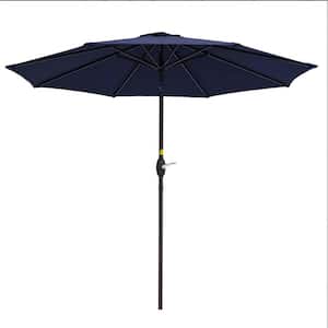 7.5 ft. Steel Outdoor Market Patio UV Resistant Umbrella, in Navy Blue Color, with Push Button Tilt Crank