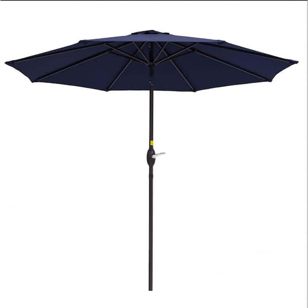 Unbranded 7.5 ft. Steel Outdoor Market Patio UV Resistant Umbrella, in Navy Blue Color, with Push Button Tilt Crank