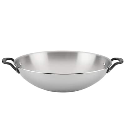 OUR TABLE 10.5 in. Pre-Seasoned Cast Iron Wok in Black 985119937M - The  Home Depot