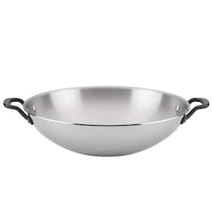 5-Ply Clad 15 in. Polished Stainless Steel Wok