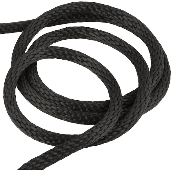 Black 8 Mm Wide Round Plain Braided Nylon Rope For Garments Use at
