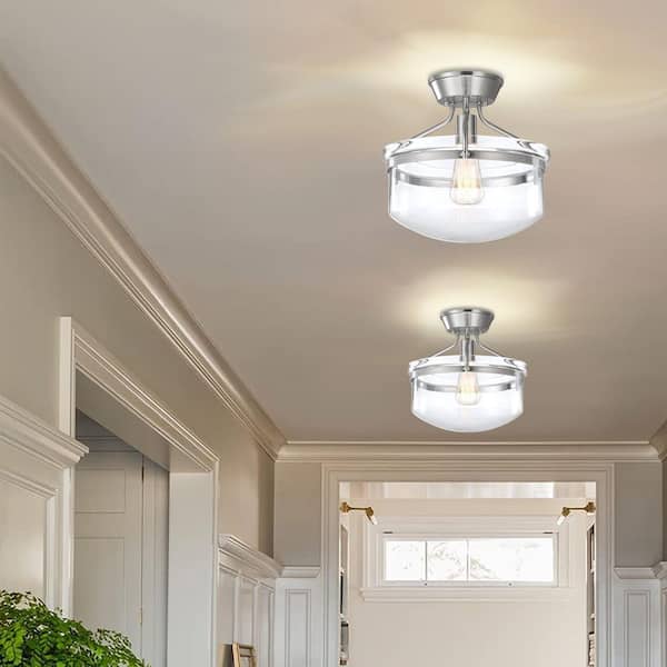 yoro★ Hukoro Oro 13.4 in. 1-Light Semi Flush Mount with Brush