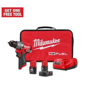 M12 FUEL 12V Lithium-Ion Brushless Cordless 1/2 in. Hammer Drill Kit with 4.0 Ah and 2.0 Ah Battery and Soft Case