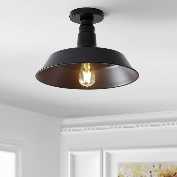 JONATHAN Y Cassidy 14 in. Oil Rubbed Bronze Metal LED Semi-Flush Mount