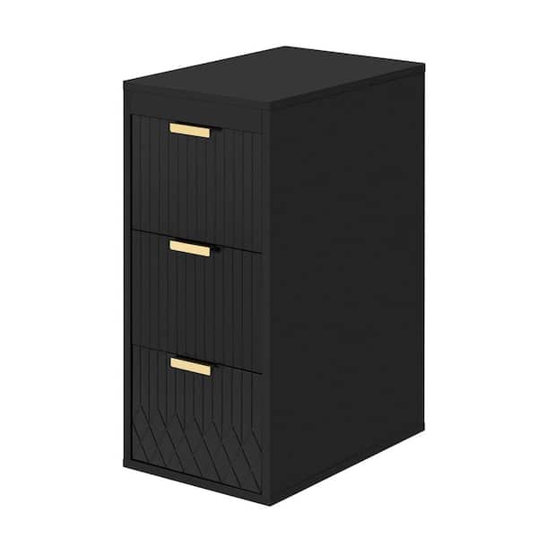 12 in. W x 26.3 in. H Black Rectangular MDF Surface Mount Medicine Cabinet without Mirror with Drawers and L-Shape