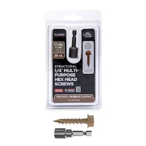 1/4 in. x 1-1/2 in. Hex Head Multi-Purpose Hex Drive Structural Wood Screw - PROTECH Ultra 4 Exterior Coated (25-Pack)