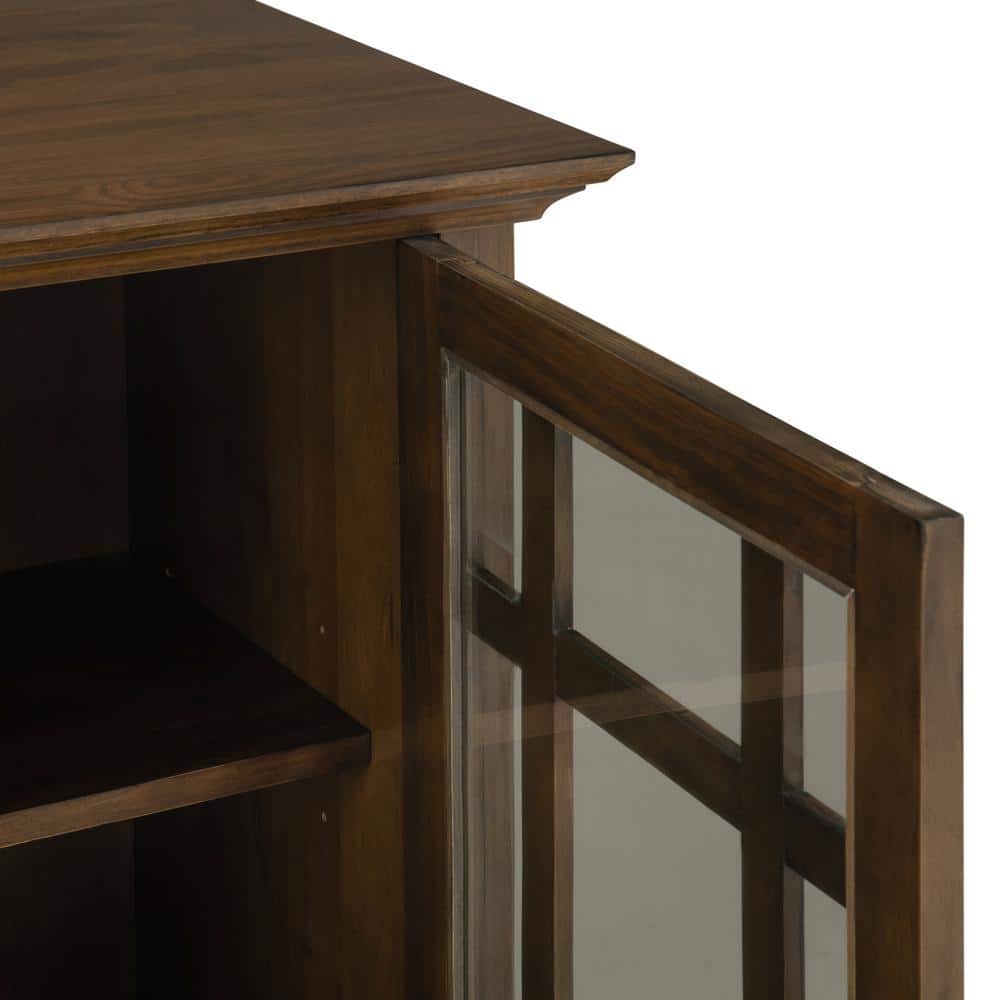 Rustic Natural Aged Brown Freestanding Office Storage Cabinet with Adjustable Shelving