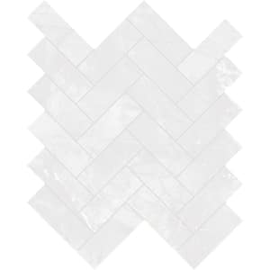 Michelangelo Light Grey 12 in. x 15 in. x 9 mm Matte Porcelain Herringbone Mosaic Tile (4.77 sq. ft./Case)