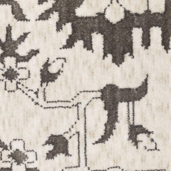 4 ft. x 5 ft. Ivory, Black, Tan Medallion Washable Area Rug