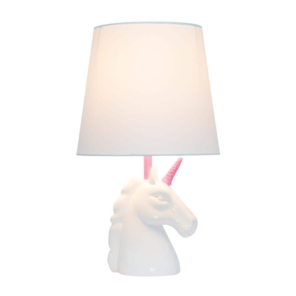 Sparkling Pink and White Unicorn Table Lamp for Kids