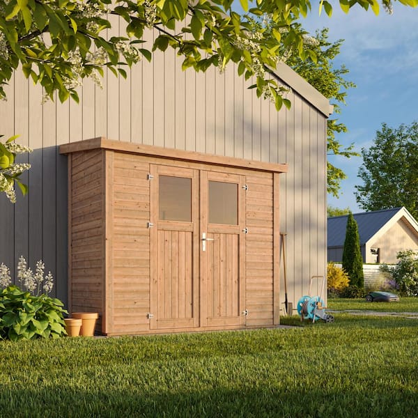Leisure Season Urbano 8 ft. x 4 ft. Nordic Spruce Wood Lean-To Storage Shed with Double Door (32 sq. ft.)
