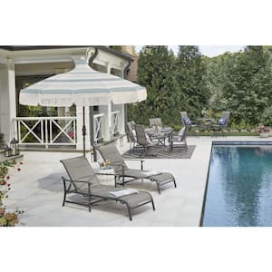 Ashbury Pewter Steel Padded Sling Outdoor Chaise Longe Chair
