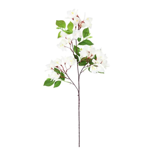 30 in. Cream White Artificial Bougainvillea Flower Stem Spray (Set of 4)