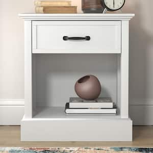 Xylon 1-Drawer White Bed Table Cabinet Nightstand Sidetable Ultra Fast Assembly (24.2 in. x 21.7 in. x 15.7 in.)