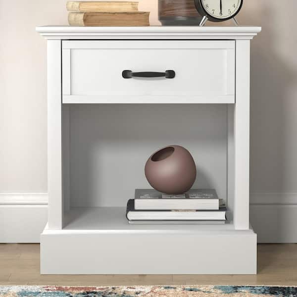 GALANO Xylon White 1-Drawer 21.7 in. Wide Nightstand (Effortless Assembly and Stylish Storage Solution)