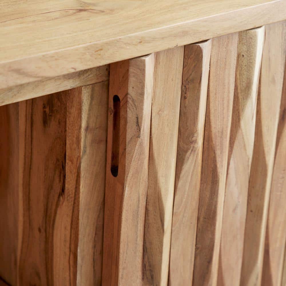 Brown Wood Adjustable Shelving Lockable Sideboard Cabinet