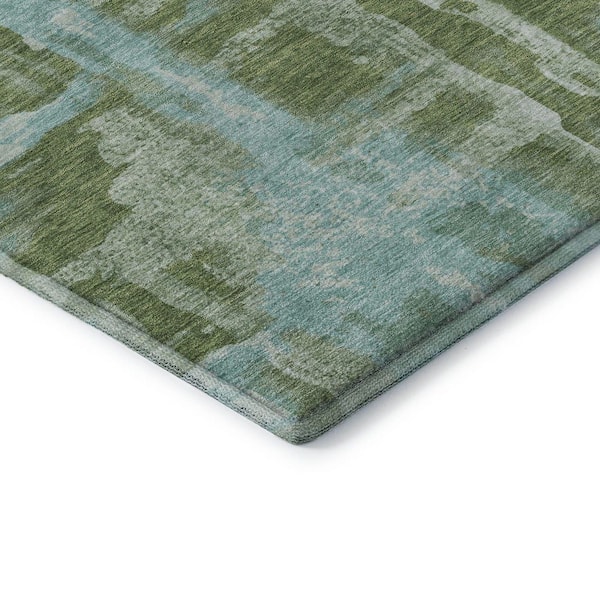 Mayfield Premium Machine Washable Abstract AMF2015 Cactus 8 ft. x 10 ft. Area Rug