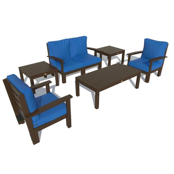 Highwood 6-Piece Plastic Outdoor Loveseat, Set of Chairs, Conversation Bespoke Deep Seating and 2 Side Tables with Cushions