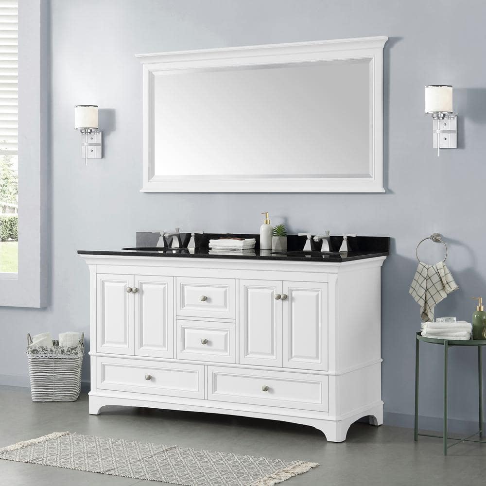 Home Decorators Collection Moorpark 61 in. W Bath Vanity in White with ...