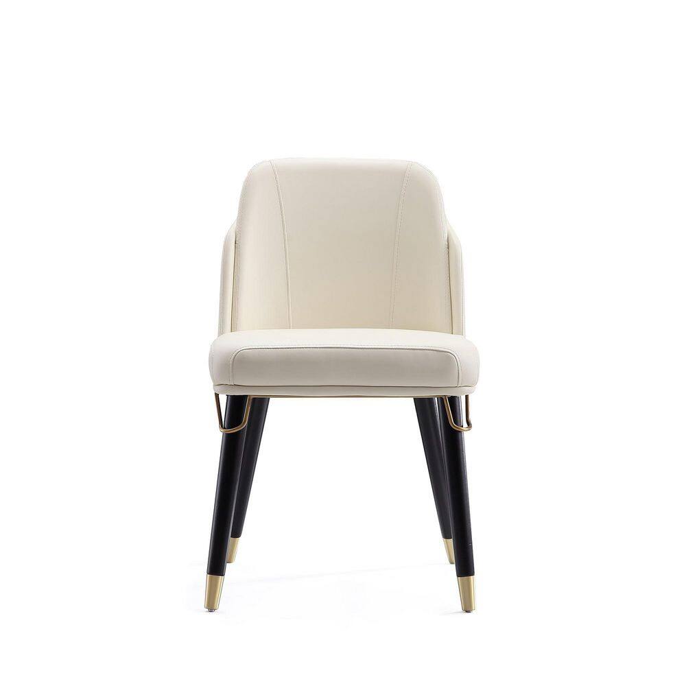 Estelle Cream & Black Faux Leather High-Back Side Chair