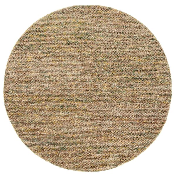 Bohemian 6 ft. x 6 ft. Round Natural/Green Gradient Solid Color Area Rug