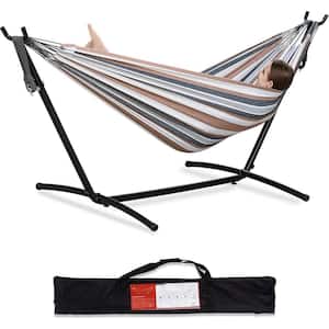 9 ft. Quilted Reversible Hammock, Capacity 2 People Standing Hammocks and Portable Carrying Bag (Coffee)