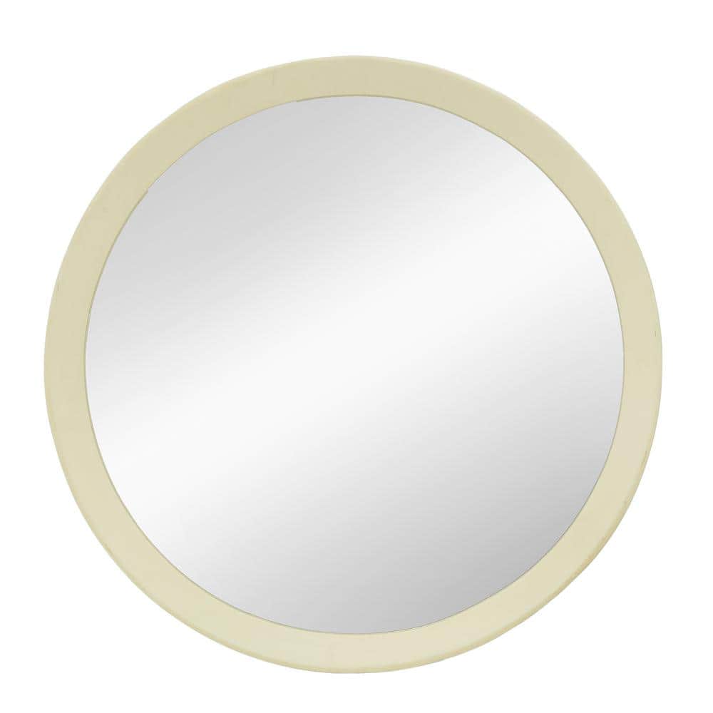 19.8 in. W x 19.8 in. H Round Wooden Framed Wall Mount Bathroom Vanity Mirr