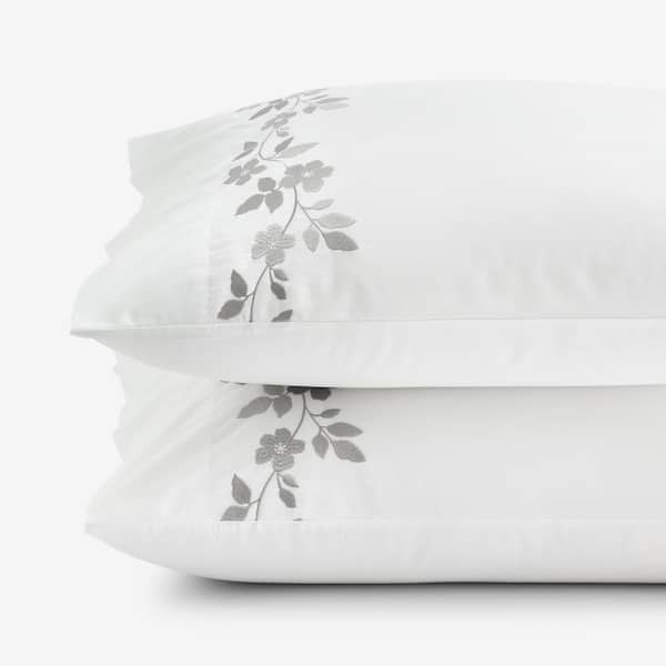The Company Store Legends Hotel Brighton Embroidered Egyptian Sage Cotton Percale Standard Pillowcase (Set of 2)