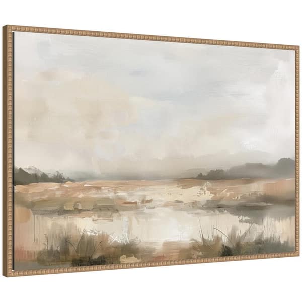 Sylvie Neutral Abstract Landscape by The Creative Bunch Studio Landscape Framed Art Print 23 in. x 33 in.
