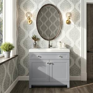 Everdean 36.50 in. W x 18.75 in. D Bath Vanity in Pearl Gray with Cultured Marble Vanity Top in White with White Basin