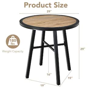29 in. Round Black Outdoor Bistro Table with with Heavy-Duty Steel Frame