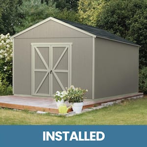 Professionally Installed Astoria 12 ft. x 24 ft. Multi-Purpose Backyard Wood Storage Shed- Gray Shingle (288 sq. ft.)