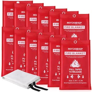 Emergency Fire Blankets for Home Kitchen-Fiberglass Fireproof Blanket for Camping, Fireplace, Grill, Office (12-Pack)