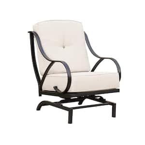 Metal Outdoor Rocking Chair with Beige Cushions