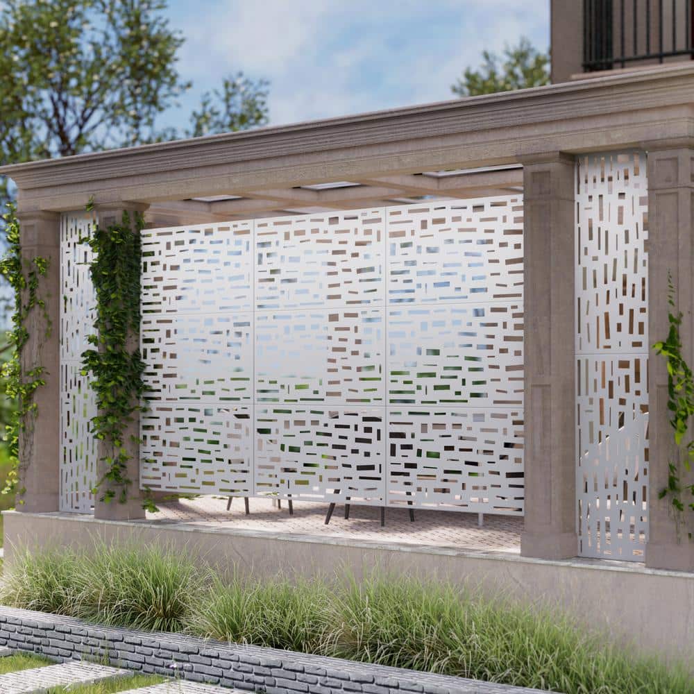 Gerald 72 in. Galvanized Steel Garden Fence Outdoor Privacy Screen Garden Screen Panels in White price history on PriceWatchPro