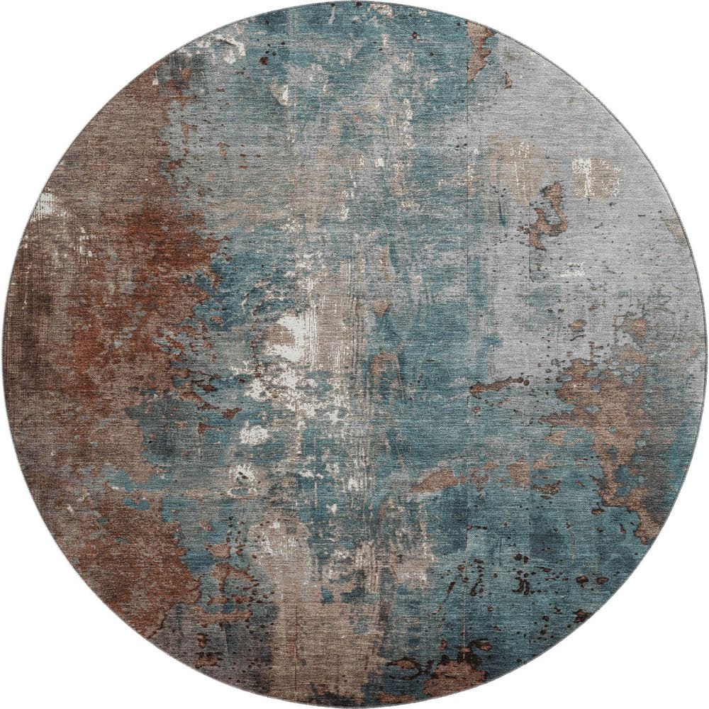 Mayfield Premium Machine Washable Abstract AMF1870 Paprika 8 ft. x 8 ft. Round Rug price history on PriceWatchPro