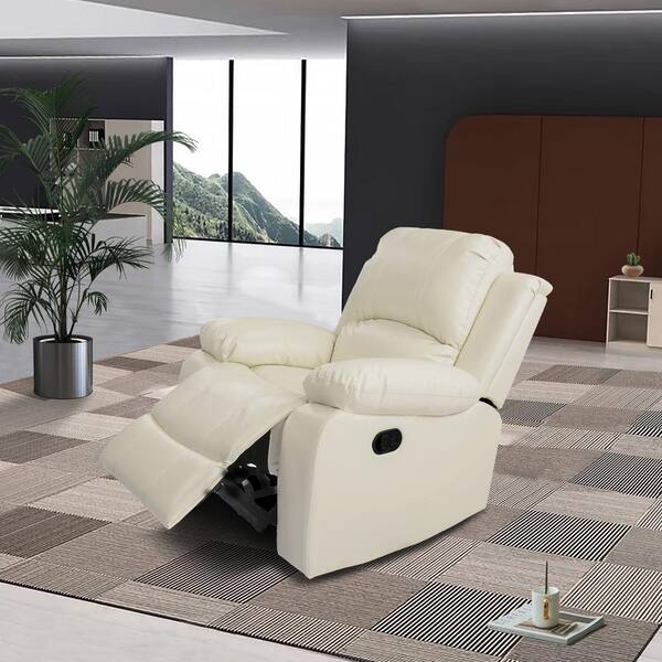 white leather manual recliner