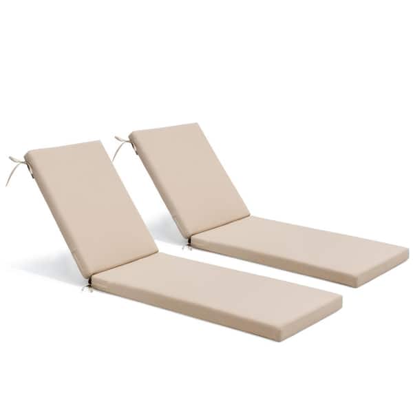 2-pack 80 in. outdoor lounge chair lounge polyester chair cushions in Beige