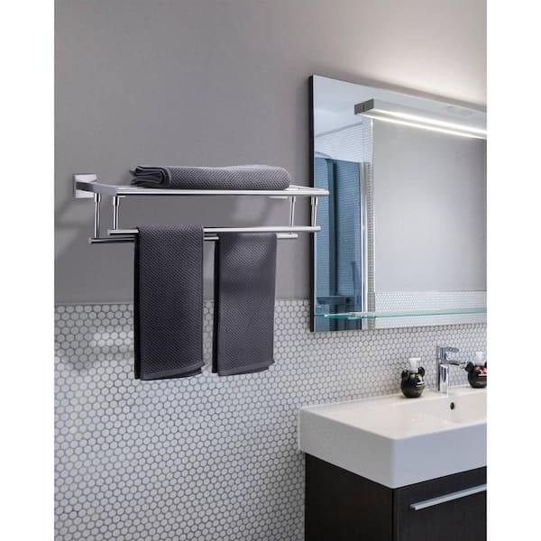 24 in. Wall Mounted Double Towel Bar in Brushed Nickel