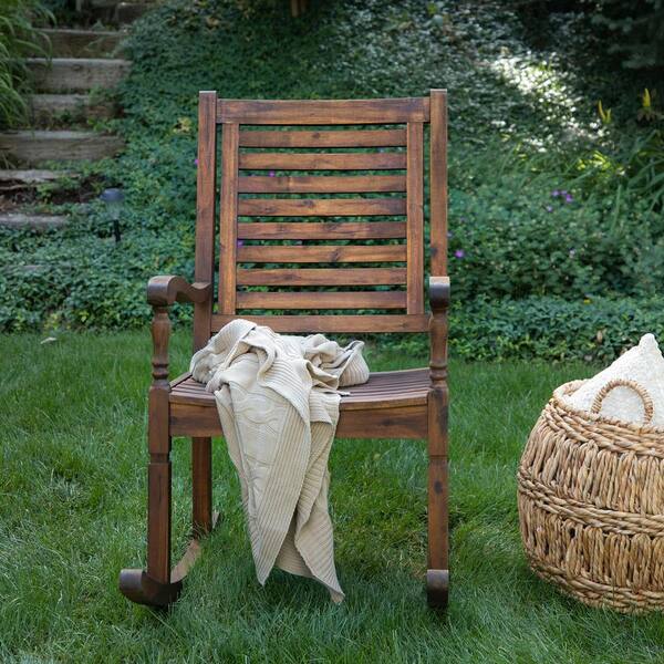 boardwalk dark brown acacia wood outdoor rocking chair