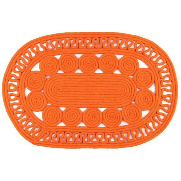 Reef Handwoven Oval Tangerine 3 ft. x 5 ft. Outdoor Oval Rug