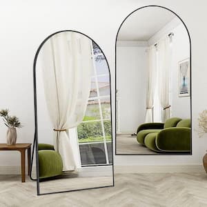 32 in. W. x 71 in. H Oversized Aluminum Alloy Arch Full Length Black Wall Mounted/Standing Mirror Floor Mirror