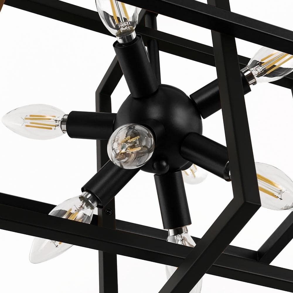 Black Metal 8-Light Geometric Industrial Chandelier
